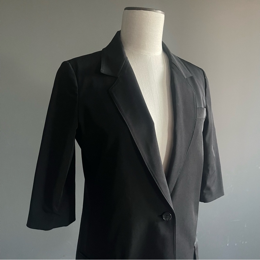 Elizabeth and James Black Longline Blazer 3/4 Sleeve Tailored Jacket Blazer - Picture 2 of 7